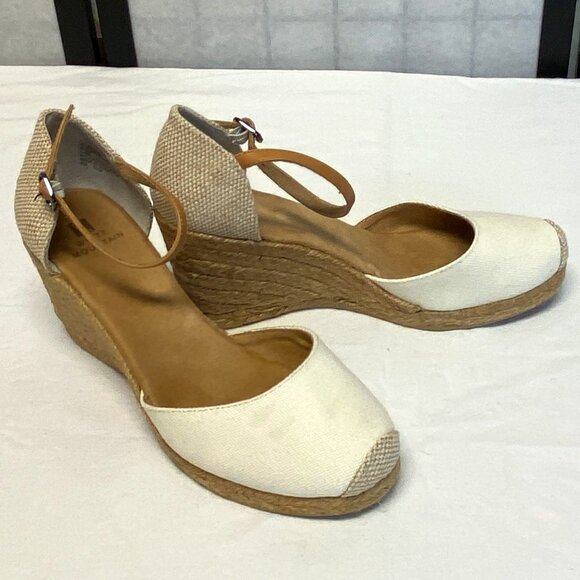 White Mountain Neutral Ankle Strap Rope Wedge Heel Mamba Espadrilles NIB 9.5 - Picture 1 of 16
